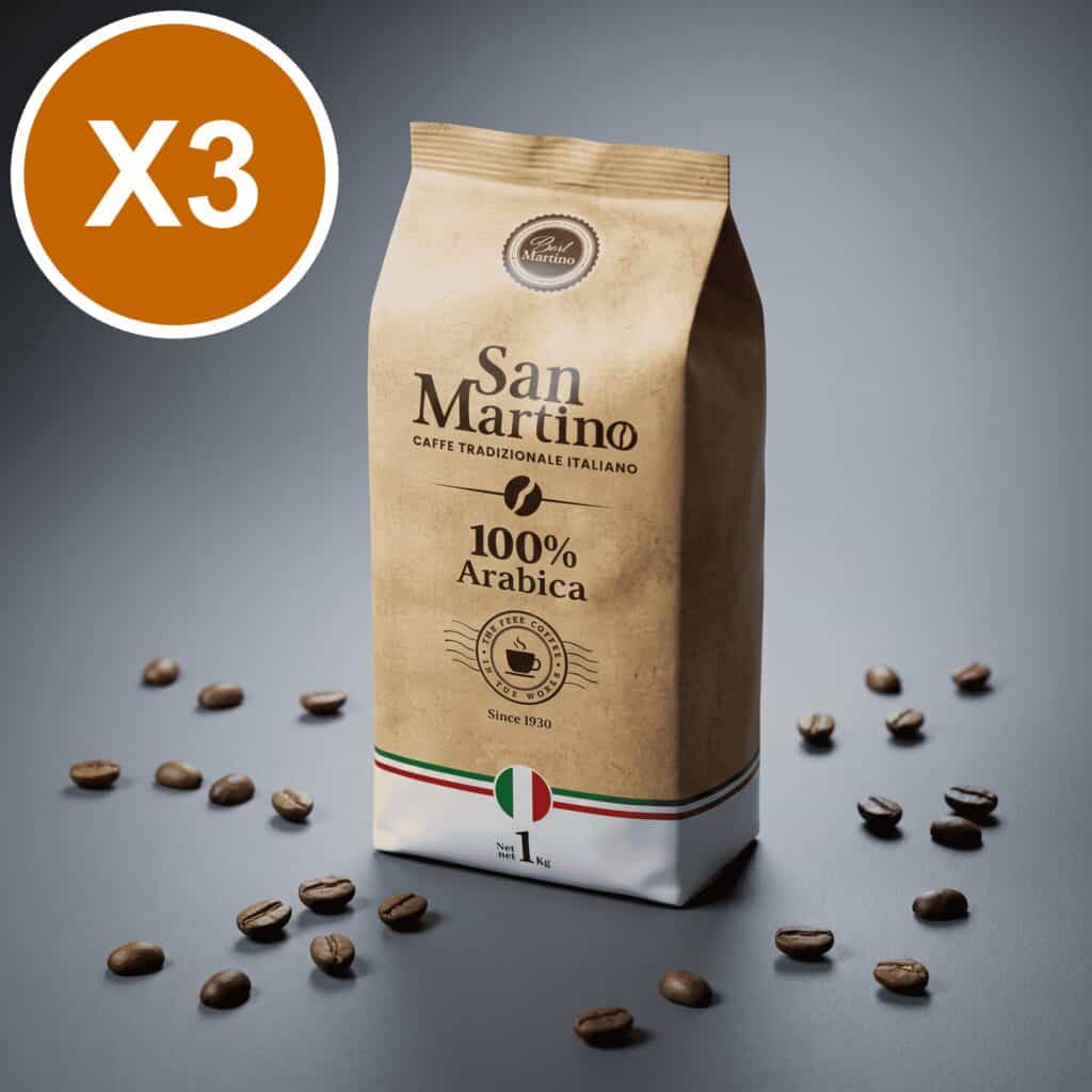 מארז 3 ק״ג פולי קפה SAN MARTINO – ערביקה 100% | אספרסימו
